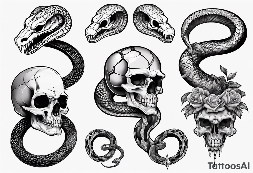 snake with skull tattoo idea