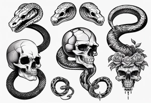 snake with skull tattoo idea