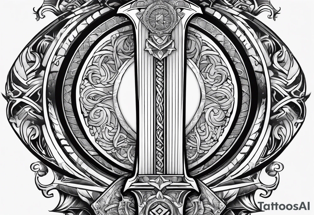 Sword with Libra scales,  cybersigilism, tattoo idea