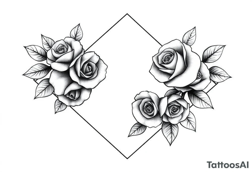 Small Roses filling up the inside of an lateral diamond shape tattoo idea