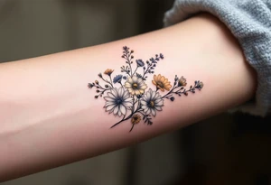 Wildflowers clustered together tattoo idea