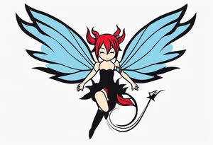 A fairy with a tail that is the fairy in the Fairy Tail anime guild logo in the same position tattoo idea