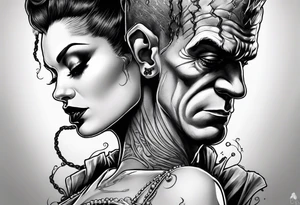 Frankenstein choking bride of Frankenstein tattoo idea