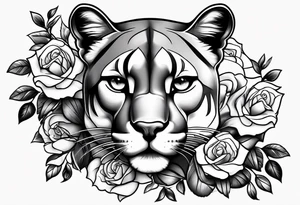 Cougar with roses tattoo idea