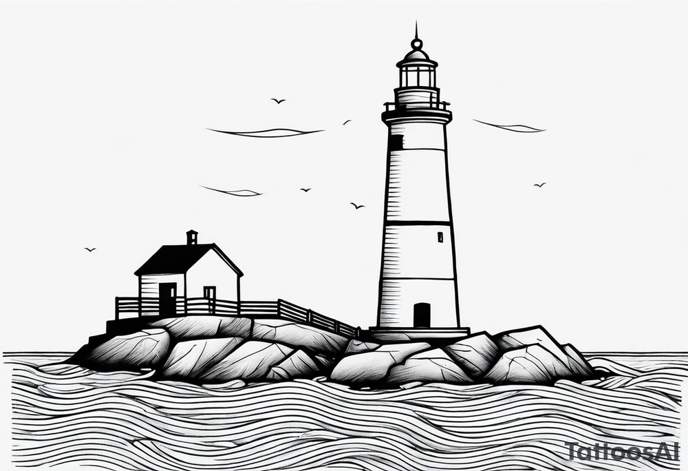 farol no oceano em mar agitado tattoo idea