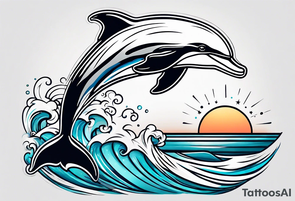 dolphin jumping out the ocean tattoo idea