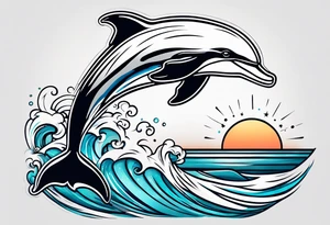 dolphin jumping out the ocean tattoo idea