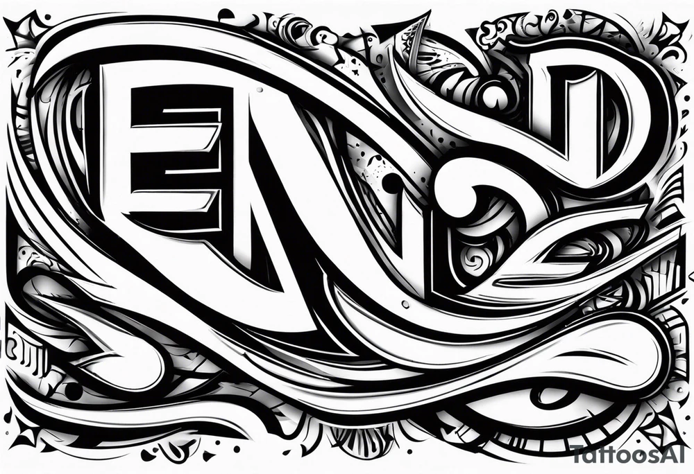 entropy word with a distorted or warped design. All black and without other components tattoo idea