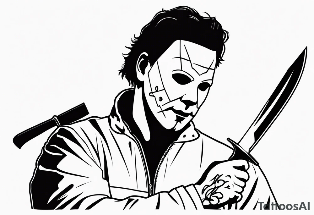 michael myers with a knife tattoo idea