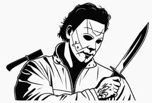 michael myers with a knife tattoo idea