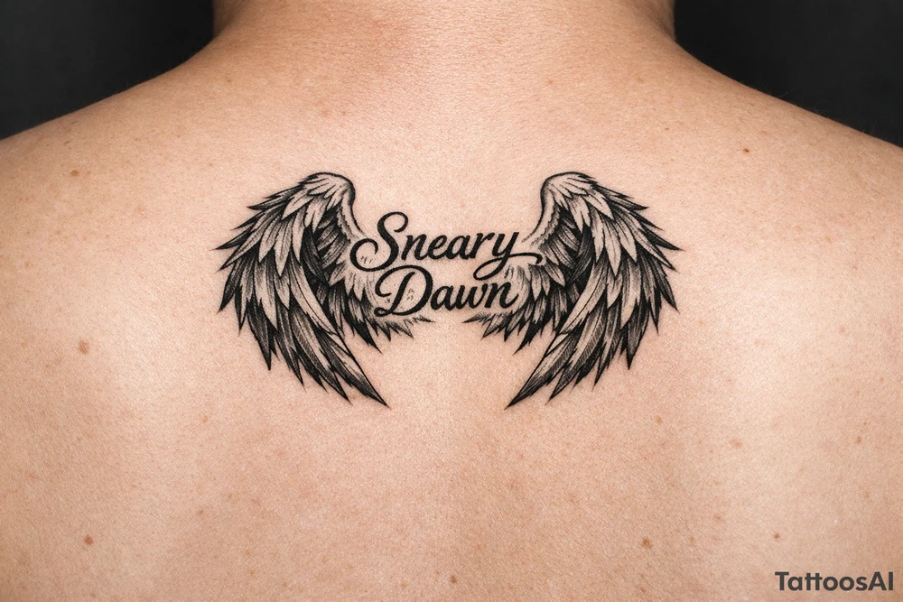 Sneary Dawn wrote inside angel wings tattoo idea