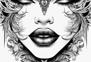 Lips with Lilith moon tattoo idea