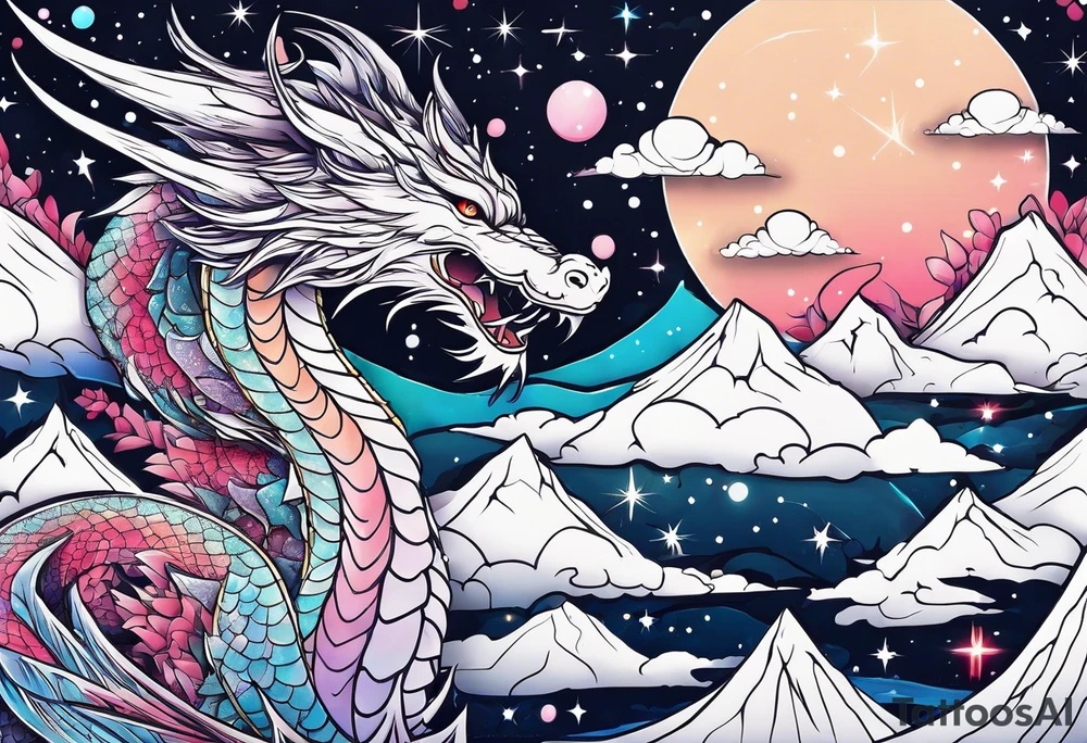 Constellation, wing , snow , cross , dragon japan kawaii tattoo idea
