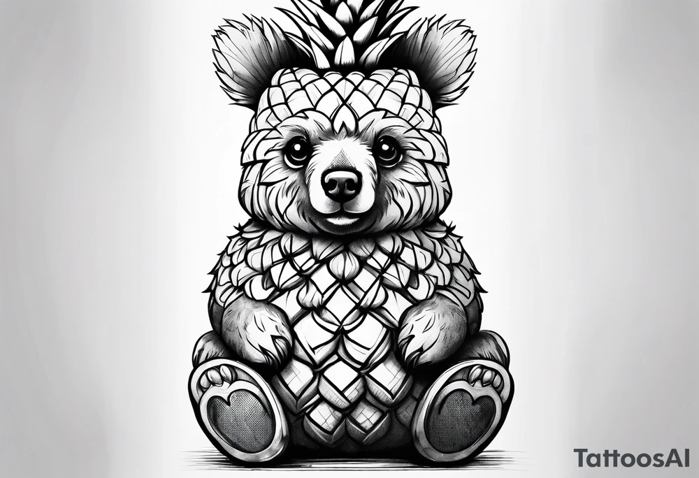 Cute pineapple bear tattoo idea