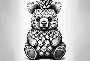 Cute pineapple bear tattoo idea