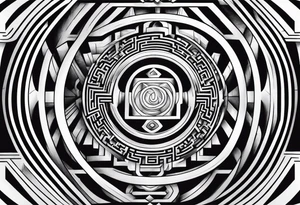 Geometric maze full sleave tattoo idea