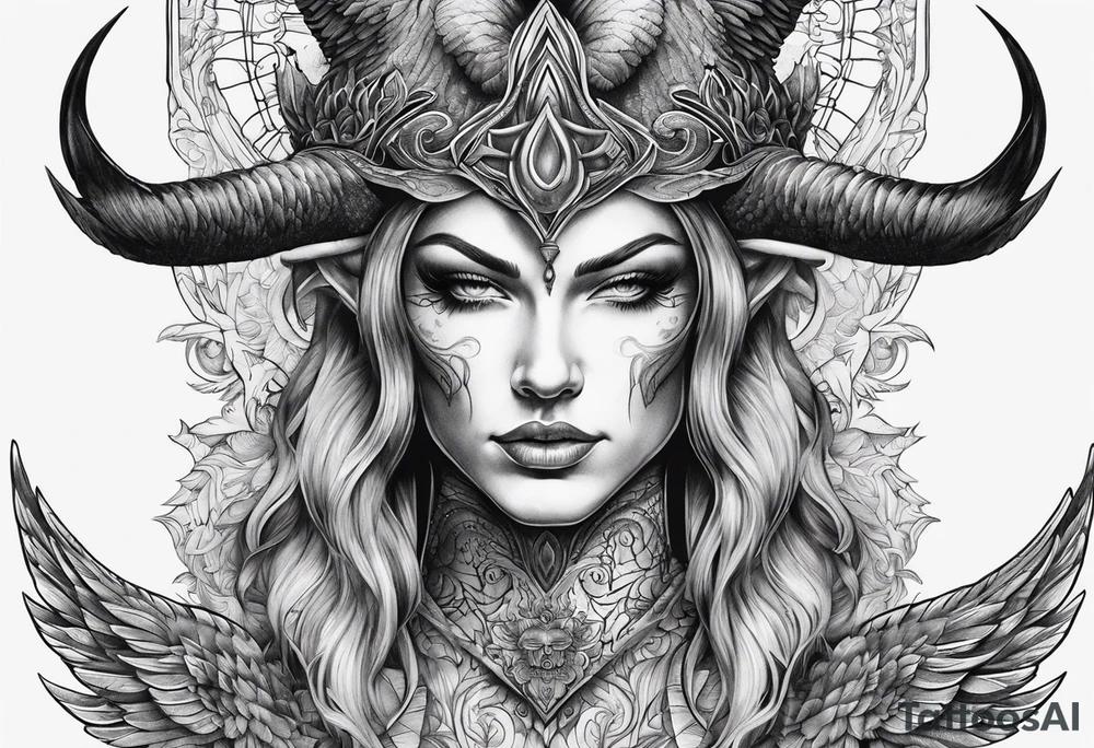 Lucifer com asas de morcego tattoo idea