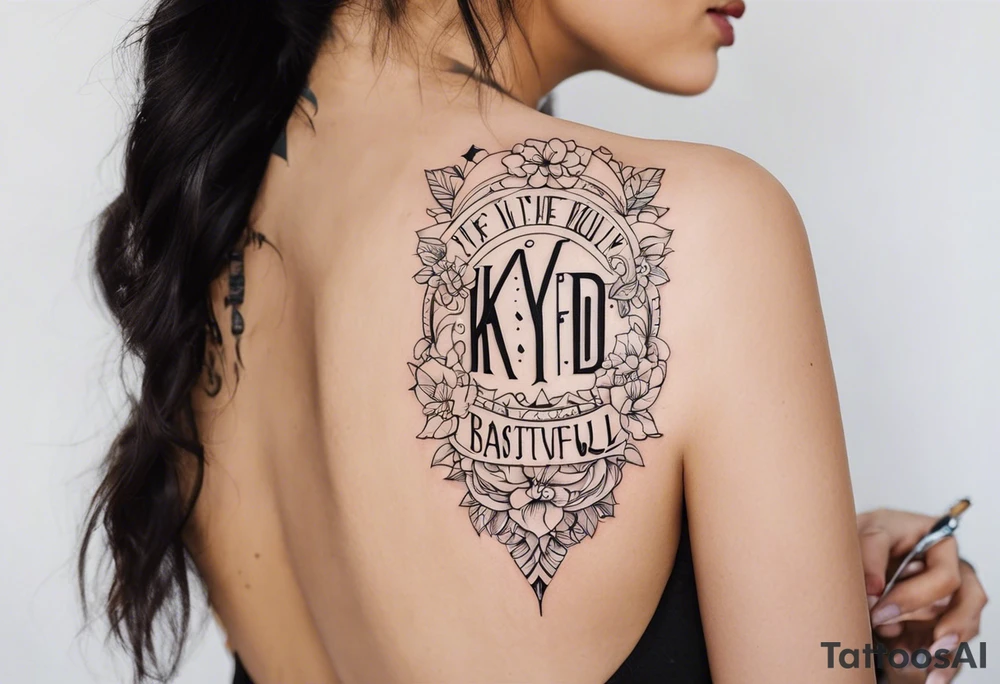 KYDF in bold on a beautiful woman tattoo idea