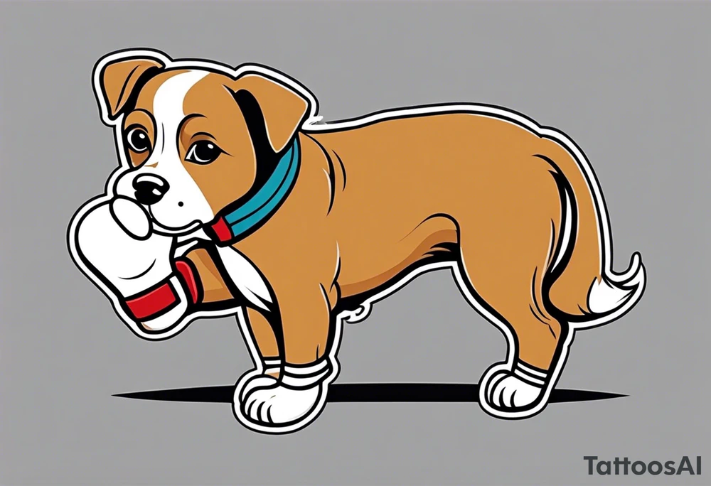 Cute Dog with boxing gloves, boxing coach tattoo idea