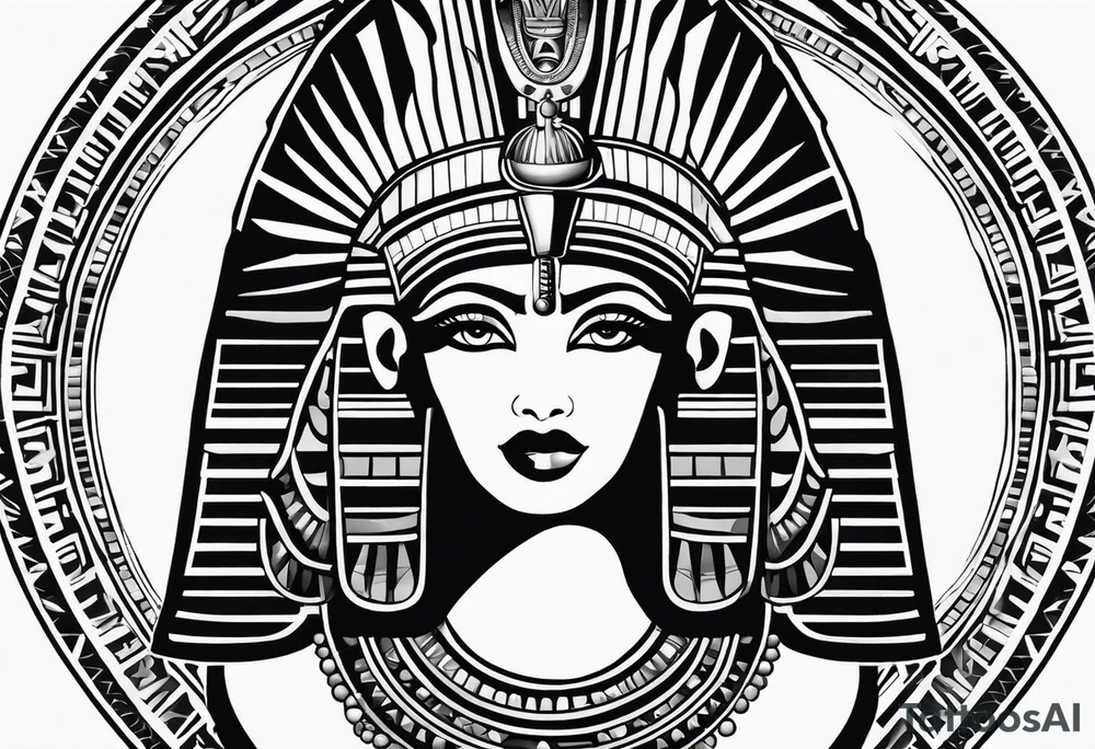 black and white Egyptian goddess Isis tattoo idea