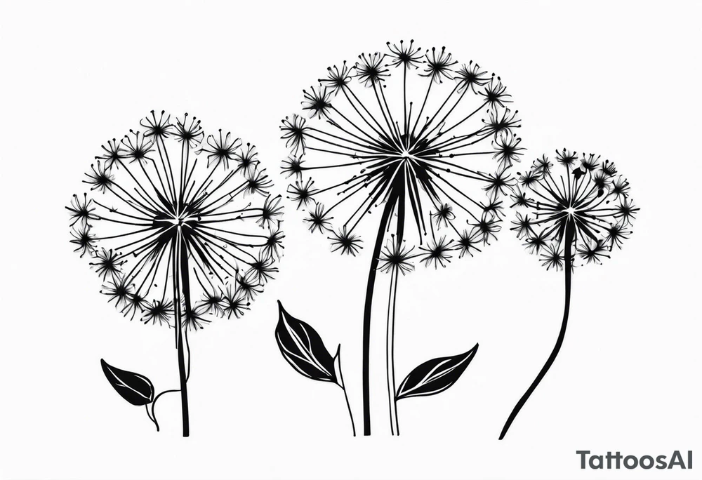 floral tattoo three dandelions tattoo idea