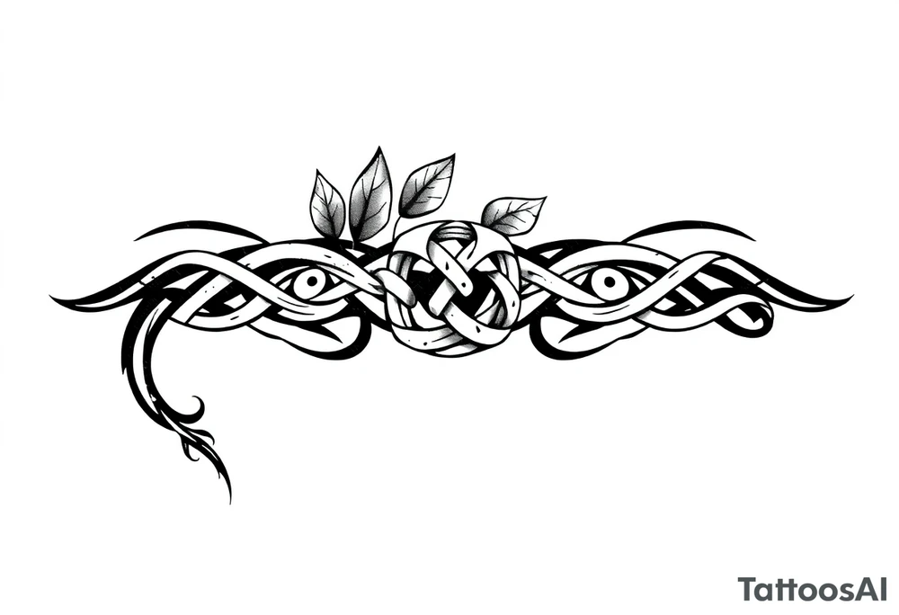 Arm band tattoo of Celtic knot infused with nature tattoo idea