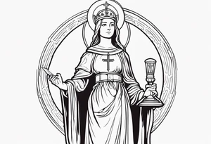 Saint Barbara  full body 
holding a chalice tattoo idea