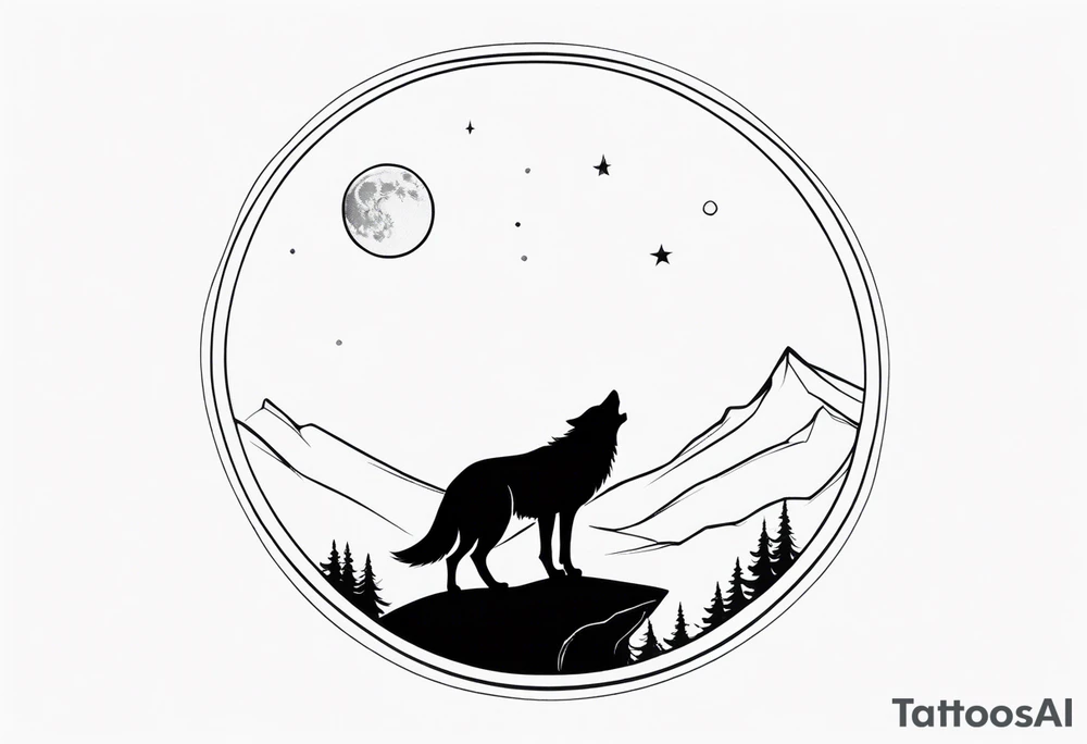 lone wolf staring at the moon, lonely but wise tattoo idea