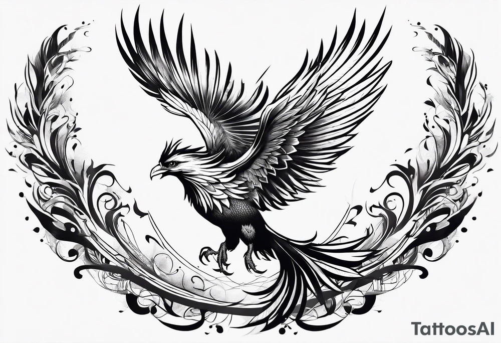 Majestic phoenix flying tattoo idea