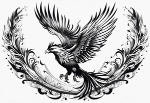 Majestic phoenix flying tattoo idea