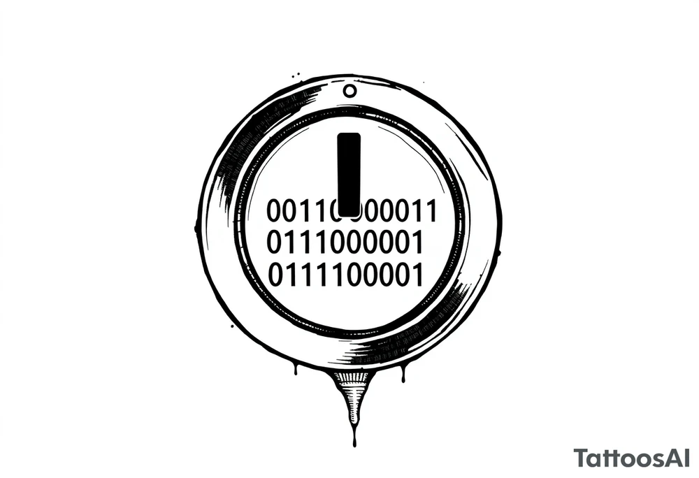 A Power Button with the Binary Text "00100001 01100011 01110000 01110101" Embedded in the button tattoo idea