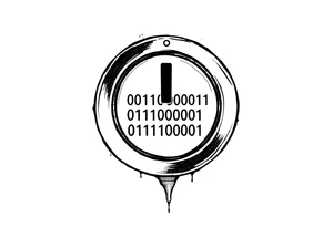 A Power Button with the Binary Text "00100001 01100011 01110000 01110101" Embedded in the button tattoo idea