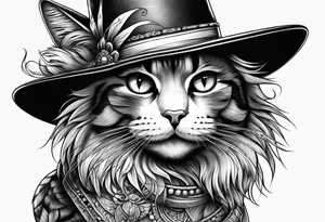 Hat on cat tattoo idea