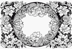 floral clouds circle vignette tattoo idea