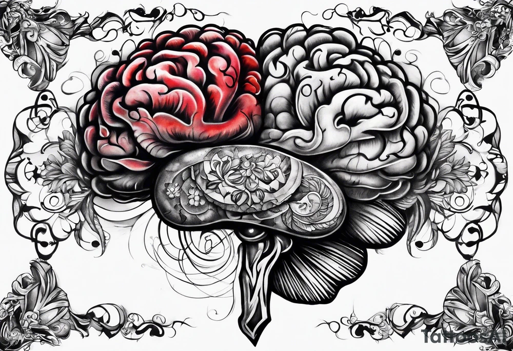 heart brain scale tattoo idea