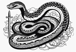 Aggresive Long Snake "phyton" with a sword, this design must be in a vertical vertical proportion. tattoo idea