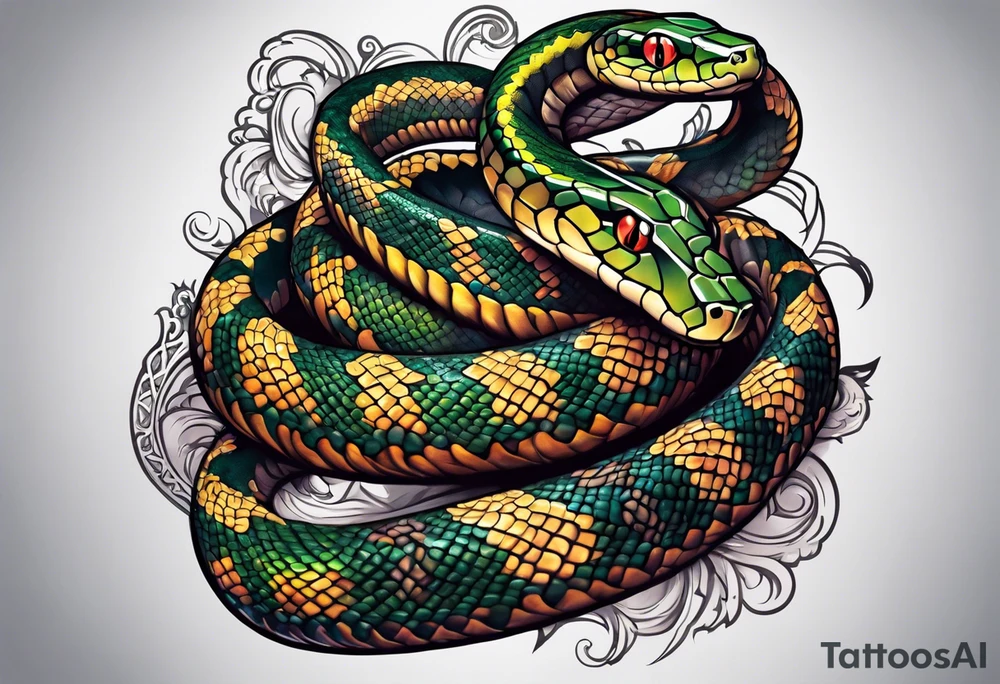 Snake wrapped on a cross tattoo idea