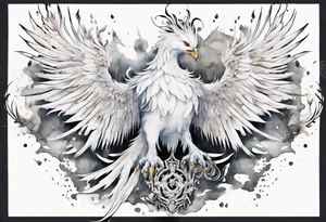 a white phoenix wearing iron crown tattoo idea