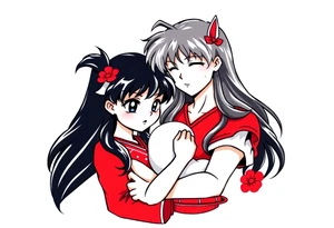 Please create an Inuyasha and Kagome 
tattoo where inuyasha is holding kagome tattoo idea
