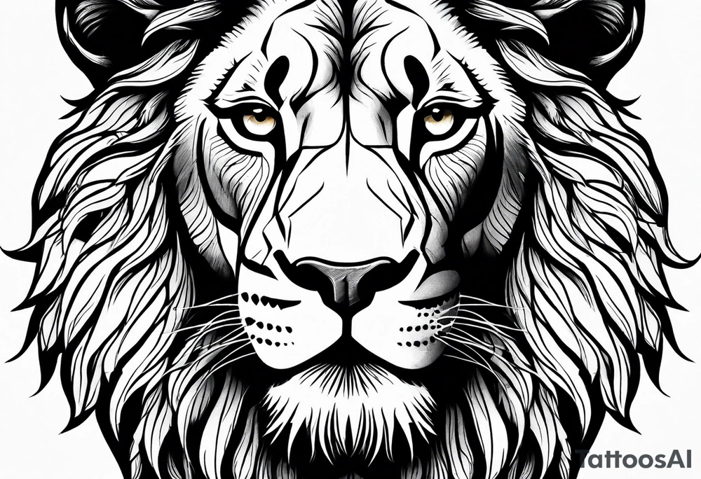 powerful majestic lion, close-up tattoo idea