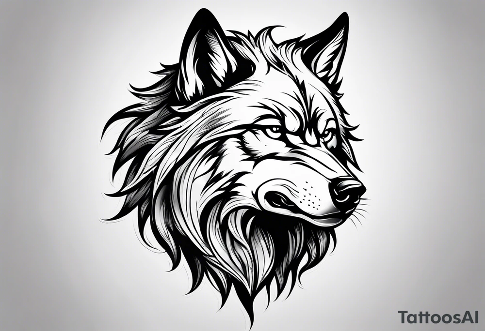 angry alpha wolf tattoo idea
