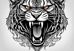 Angry panther with red-orange eyes tattoo idea