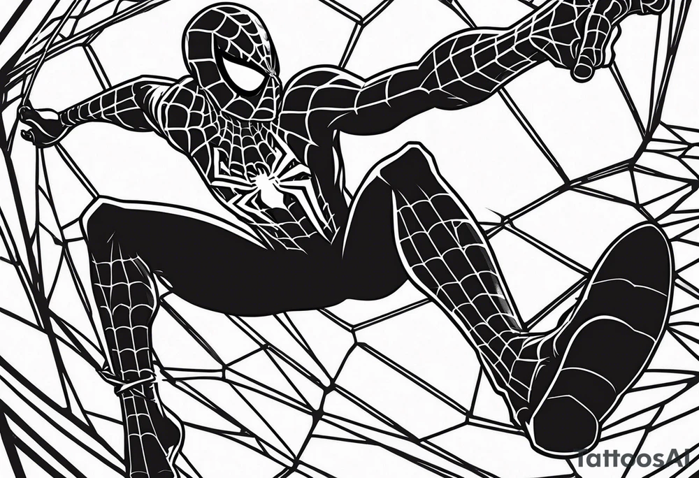 Spiderman shooting web while swinging tattoo idea