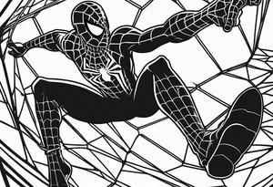 Spiderman shooting web while swinging tattoo idea