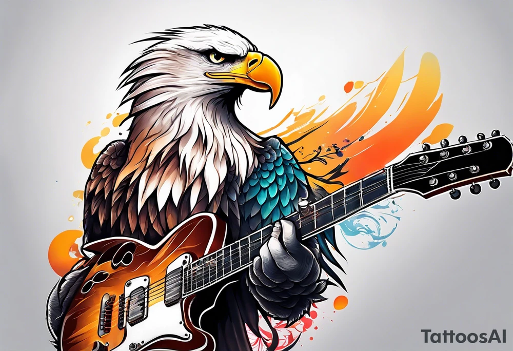 eagle playing guitar tattoo idea