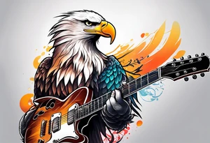 eagle playing guitar tattoo idea