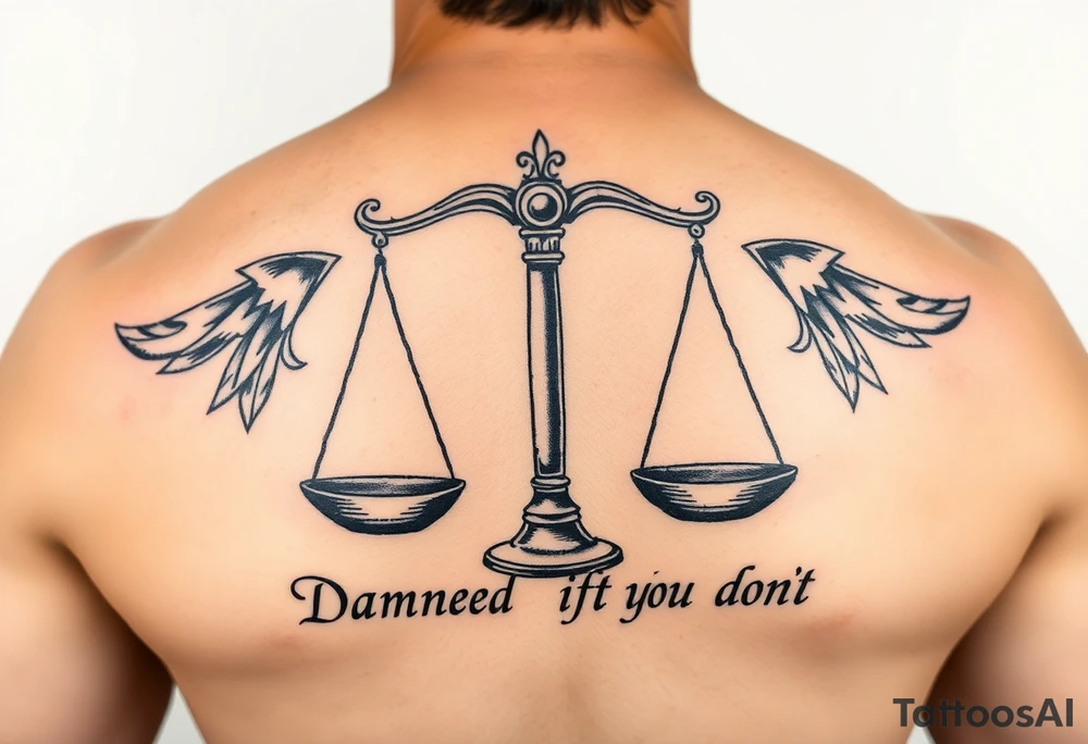 scales of justice that say "Damned if I do & Damned if I don't" tattoo idea