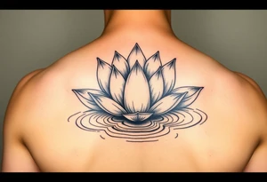 serene lotus flower emerging from sacred waters with ripples tattoo idea