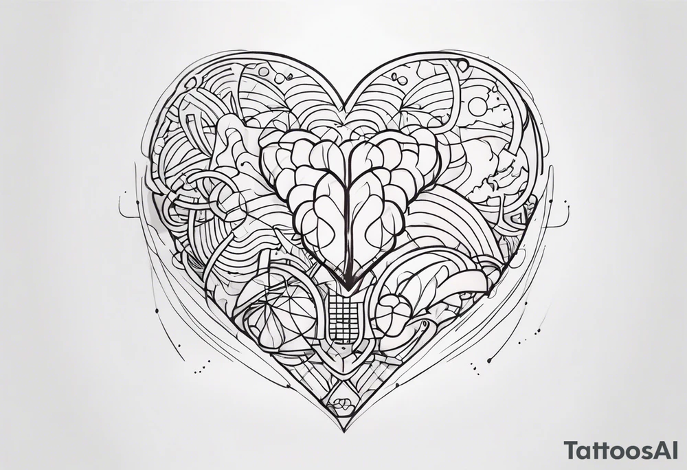 heart to brain connection tattoo idea