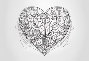 heart to brain connection tattoo idea